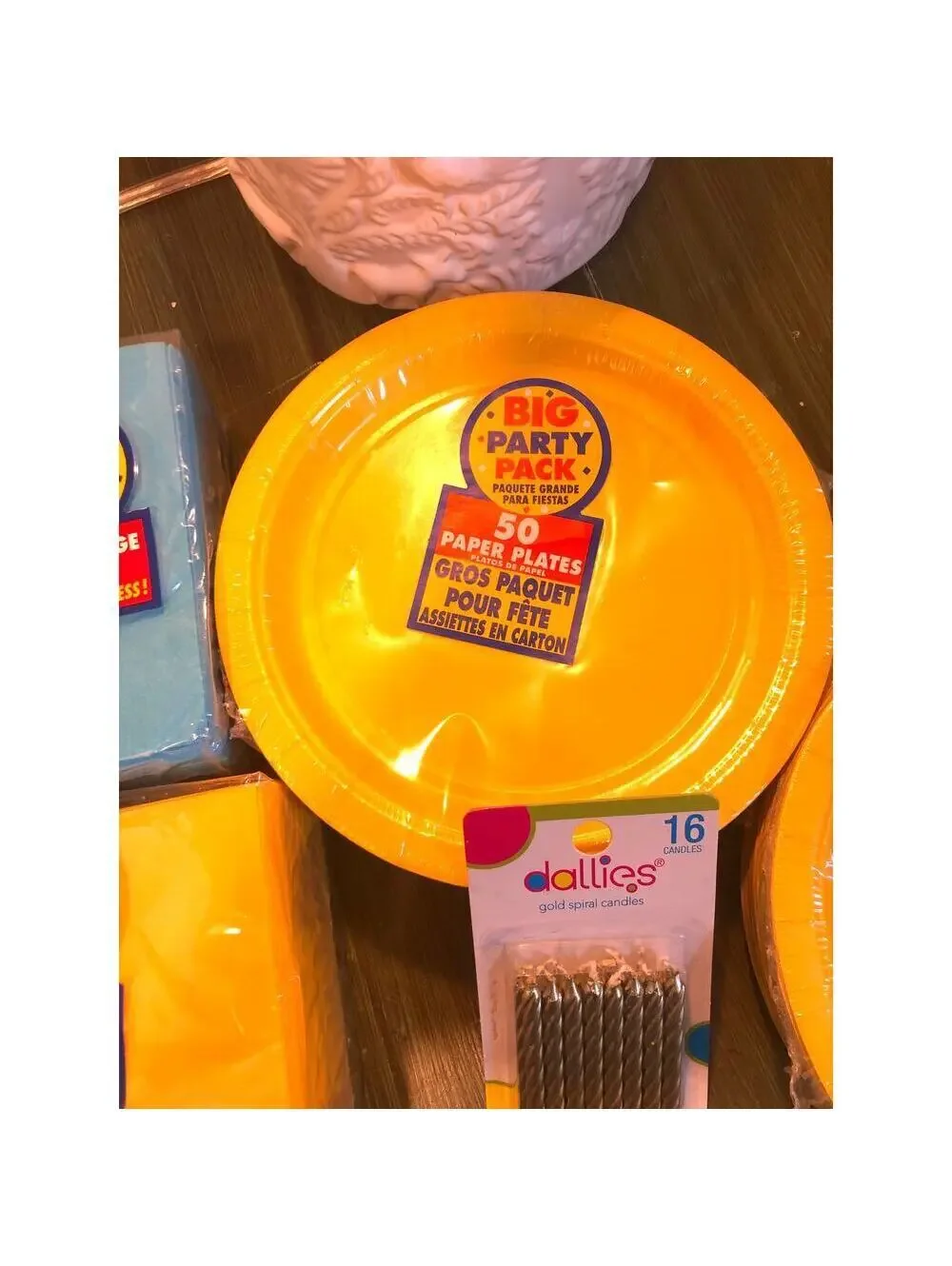 Dallies NEW Blue and Yellow Party Pack - Napkins, Small Plates, Candles